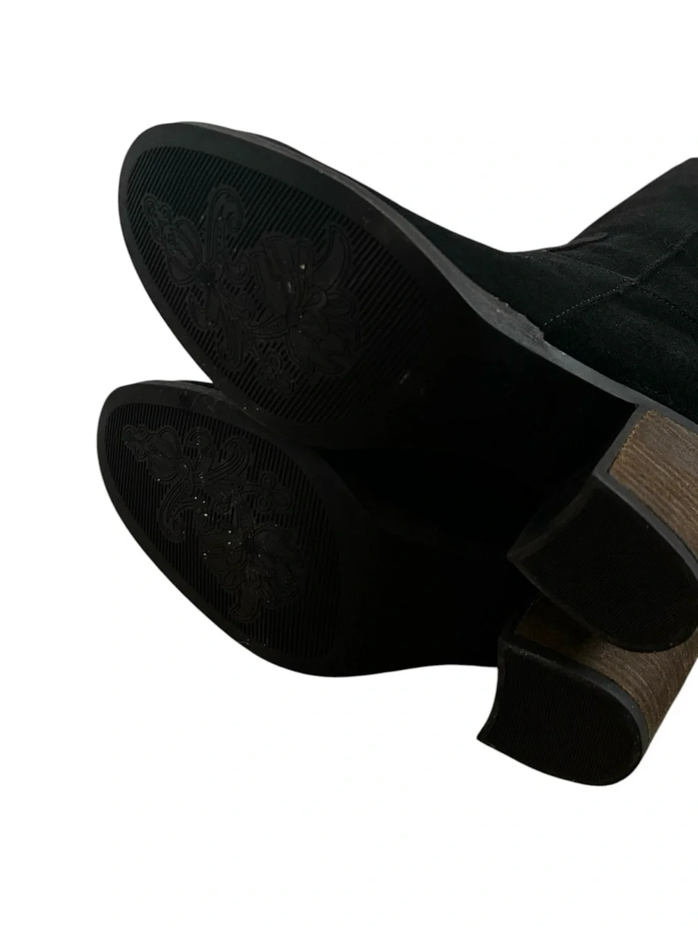 Bos & Co Over The Knee Black Suede Heeled Boots Size 39 US Size 8.5  EUC